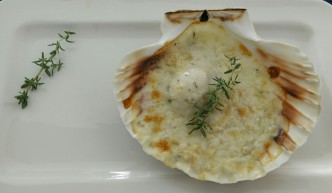 Capesante gratinate allo stracchino e timo